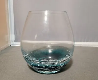 Buy Pier 1 Teal Blue Crackle Stemless Wine Glasses Hand Blown  • 15.16£