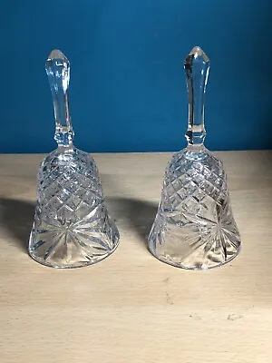 Buy Pair Of Matching Vintage Crystal Glass Bells • 5£