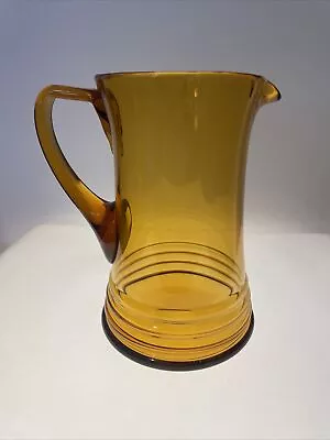 Buy Vintage Amber Glass Jug Vase Ribbed Mis Century Retro • 14£