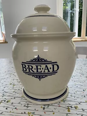 Buy 1869 Victorian Pottery Co Blue Cream Bread Bin Large Ceramic Container With Lid • 0.99£