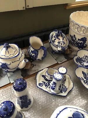 Buy Job Lot Of  Victoria Staffordshire Ironstone Flow Blue & White Rose. 13 Items • 65.99£