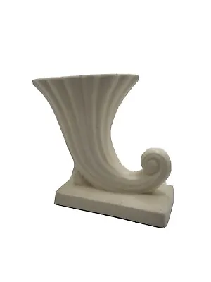 Buy Vtg Unbranded?Ivory Cornucopia Vase Planter Horn Square Base Discoloration  • 8.83£