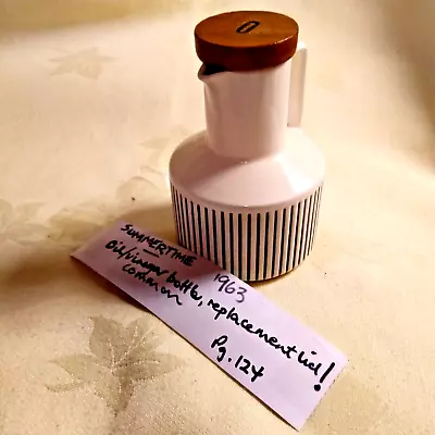 Buy Hornsea Pottery Summertime Vinegar Oil Bottle Grey Stripe Odd Lid 1963 128 • 12£
