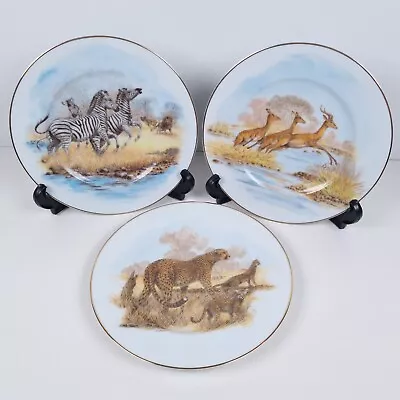 Buy Fenton China N. Arndt Decorative Plates 20cm African Wildlife Cheetah Zebra X 3 • 19.99£