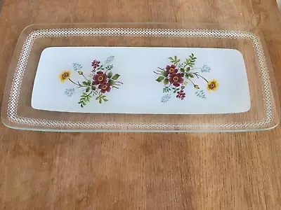 Buy Vintage Chance Glass Floral Design Sandwich Plate Serving Tray 34 Cm • 18£