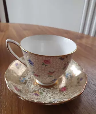 Buy SHELLEY Floral Cup And Saucer  With Gold  Trim • 25£