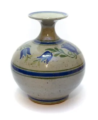 Buy Quebec Canada Pottery Blue Vase Signed G. Bisping 79 Floral Design Tulips 8  • 28.74£