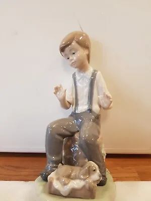 Buy Lladro Nao Boy Figurine With Sleeping Dog  H18cm Vgc • 79£