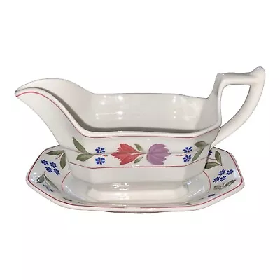 Buy Adams Old Colonial Gravy Sauce Boat & Stand Saucer Ironstone Excellent Condition • 15£