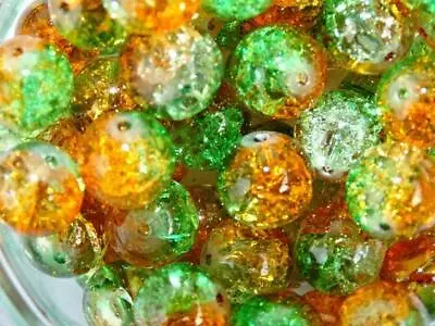 Buy 'Iced Citrus Crush' Crackle Glass Bead 12mm • 2£