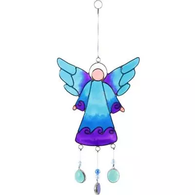 Buy Angel Suncatcher With Beads Hanging Mobile Stained Glass Effect Sun Catcher 27cm • 9.49£