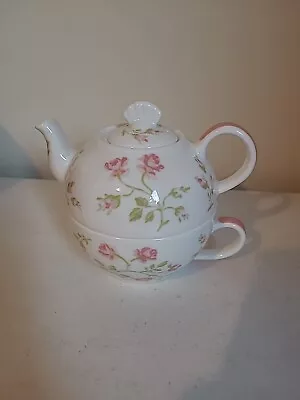 Buy Beautiful Laura Ashley Izzy Bone China Teapot And Cup Pink Roses Tea For One  • 9.99£