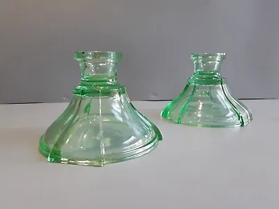 Buy George Davidson Green Glass Candlesticks 330 Set Vgc . • 30£