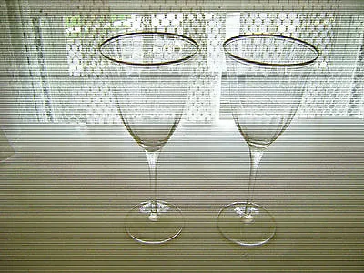 Buy Crystal ( 2 ) Long Stem Wine Glasses Ripple Effect, With Silver Trim • 17.69£