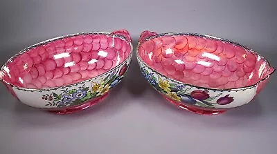 Buy 2x Vintage Maling Fruit Bowls Pink Lustre Foral Design • 25£