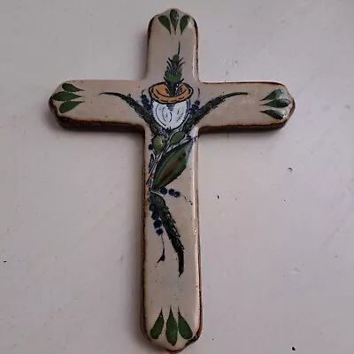 Buy Mexican Pottery Wall Cross  Hand Painted 6.5  Tall • 12.71£
