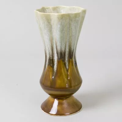 Buy Mid-Century Signed California Pottery Drip Vase 10.25  Tall Olive Green Retro • 23.47£