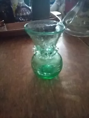 Buy Pilgrim Crackle Glass Green Vase Rigaree Ribbon 1949-1969 3 1/2” Tall 2 1/2” Wid • 14.16£