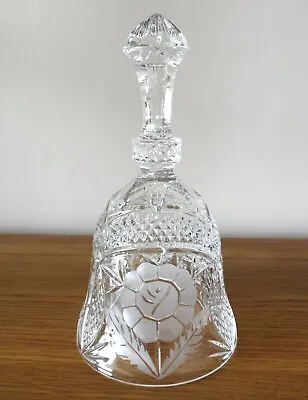 Buy Lead Crystal Cut Glass Style Bell Rose Etching 7.5   Anniversary Birthday Gift • 11.95£