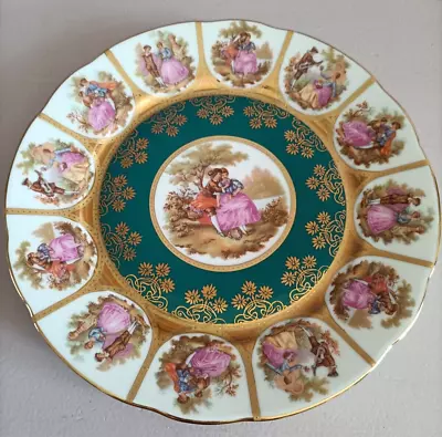 Buy Vintage Adler Bavarian Love Story Gilded JWK Karlsbad Teal Decorative Plate • 35£