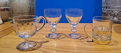 Buy Antique 18th C Georgian & 19th C Victorian Drinking Glasses-2 With Knop Stems • 23.99£