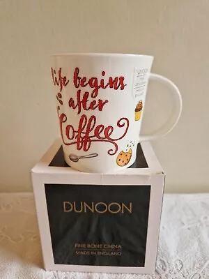 Buy Dunoon Bone China 'Life Begins After Coffee' Mug NEW Lomond Shape Kate Mawdsley  • 15.50£
