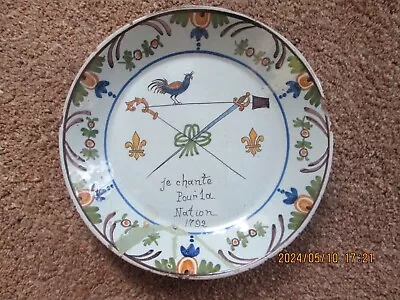 Buy Antique French Faience Revolutionary Pottery Plate Je Chant Pour La Nation 1792 • 9.99£
