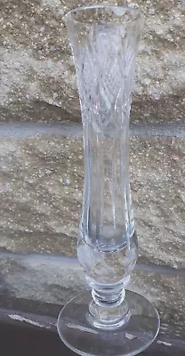Buy Vintage Royal Brierley Crystal Cut Glass Footed Bud Vase 7 Inch Tall • 9.99£