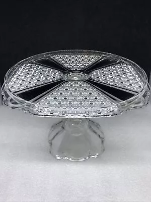 Buy Vintage Footed Cake Stand Hex-Diamond Cut Glass 9  Wide 6.25  Tall • 38.36£