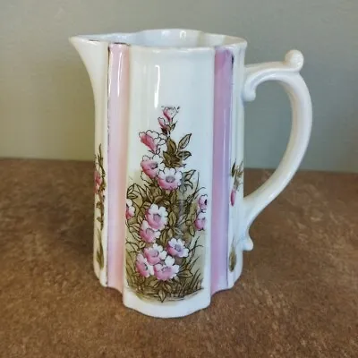 Buy Antique Edwardian Jug With Pink & Hand Painted Flowers, 12.5cm Tall • 5.95£