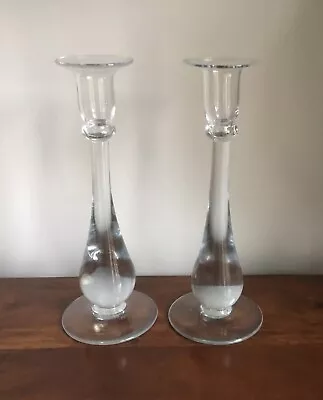 Buy Vintage Candlesticks Glass Pair Ornate Glass Candlesticks Tall Nice Weight • 12.95£
