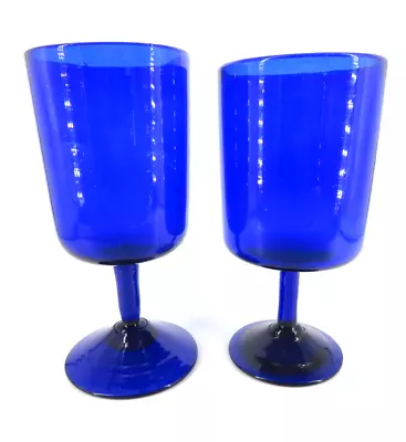 Buy Vintage COBALT BLUE Studio Art Glass STEMWARE WATER GLASS GOBLET 7  • 7.22£