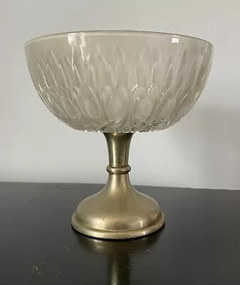 Buy Vintage Frosted Cut Glass And Silver Plated Centrepiece Footed Bowl • 19.90£