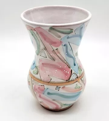Buy Vintage Pastel Geometric Design 1980's Art Studio Pottery 5  Vase Signed • 28.81£