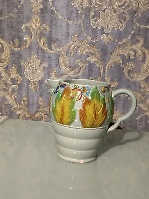 Buy Clarice Cliff Newport Pottery Jug Celadon Leaf Berry Pitcher 41 A Green • 30£
