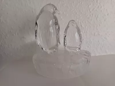 Buy Glass Crystal Penguin And Chick Heavy Paperweight / Ornament • 12.50£