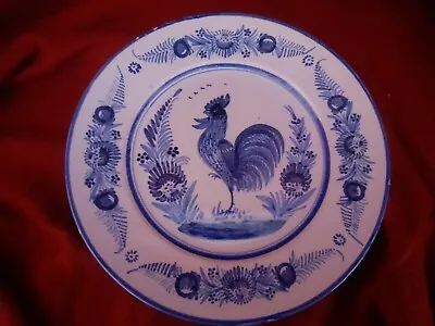 Buy Vintage Blue & White Henriot Quimper Faince Rooster Cockerel Plate Plaque 22.5cm • 18.50£