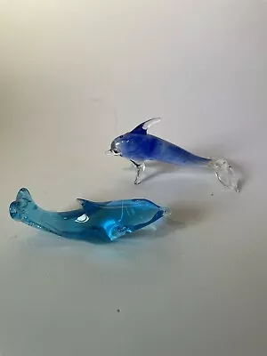 Buy Murano Pirelli Style Blue Art Glass Dolphin And Small Whale • 3.49£