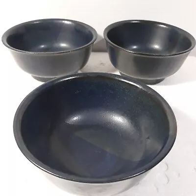 Buy 3× Iron Mountain Blue Stoneware 5  Soup Bowls VTG Nancy Patterson  • 44.41£
