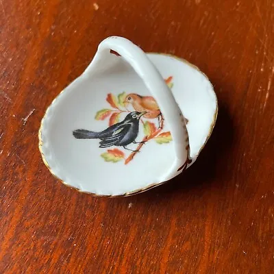 Buy Vintage Porcelain Miniature ~ Spode Bird Basket ~ Blackbird & Thrush, Bone China • 7£