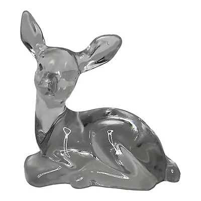 Buy Vintage Fenton Clear Doe Fawn Deer Laying Down Animal Art Glass Figurine Signed • 14.36£