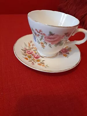 Buy Vintage Crown Staffordshire Cup Saucer Duo, China Floral, English Country Garden • 8.23£