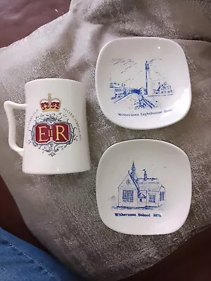 Buy Withernsea Eastgate Pottery Jubilee Cup , 2 Dishes Lighthouse & School .  • 3£