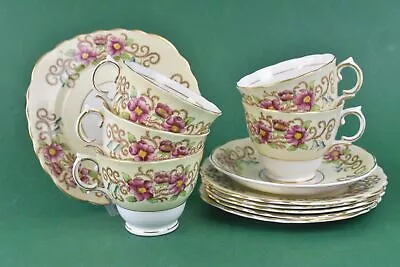 Buy Colclough China White & Yellow W/ Pink Floral Pattern 12 X Pieces Tea Set Items  • 19.99£