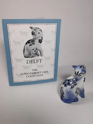 Buy Vintage Delft Blue White Cat Franklin Mint 1986 Curio Cabinet Collection • 16.99£