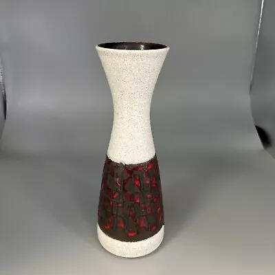 Buy German Fat Lava Vase In Grey Stone With Black And Red Lava Design • 40£