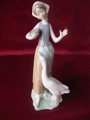 Buy Lladro ,Porcelain Figure, 1059 , Girl Feeding A Goose , Excellent Condition . • 25£