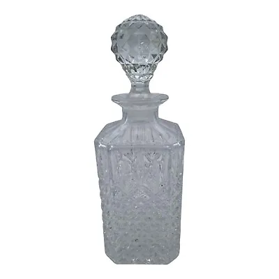 Buy Heavy Square Vintage Cut Glass Decanter With Glass Stopper, Whisky, Scotch, Wine • 6.99£