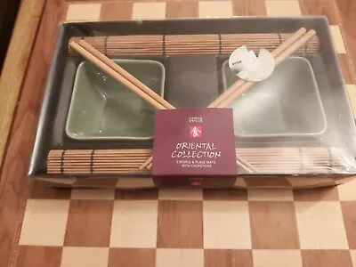Buy Marks And Spencer Oriental Collection 2 Green Bowls & Place Mats With Chopsticks • 12.99£