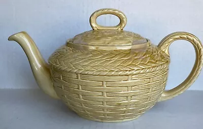 Buy VTG Ellgreave H. J. Wood Burslem England Teapot Yellow Basket Weave • 50.51£